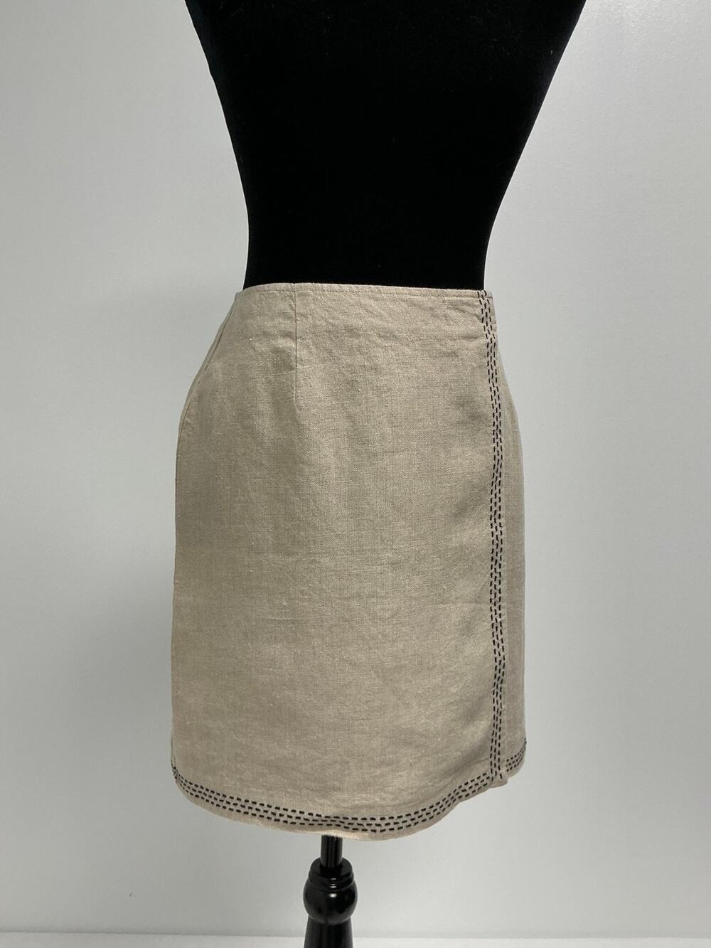 NWT Ann Taylor 100% Linen Tan Skirt Size 2